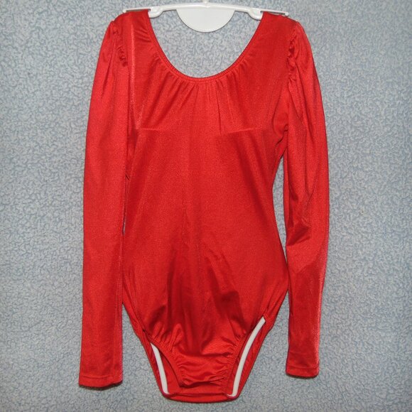 Angela King Red Long Sleeve Leotard M - Picture 1 of 7